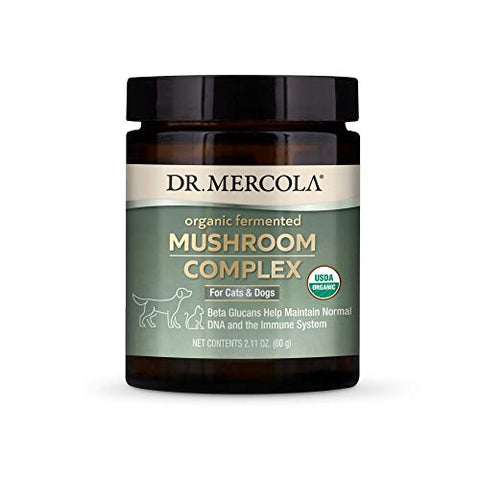 Dr. Mercola Organic Fermented Mushroom Complex Powder Supplement for Pets, 60g