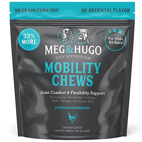Meg & Hugo Hip & Joint Supplement for Dogs, 120 Soft Chews