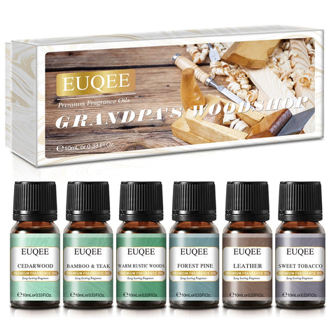 EUQEE 6PCS Gift Set 10ml - Warm Rustic Woods Aroma Essential Oils